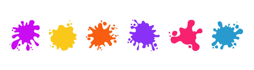Dripping paint icons set. Colorful paint splatters, set of various color paint liquid blood drip splash vector element