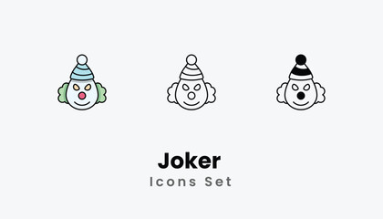 Joker  Icons thin line and glyph vector icon stock illustration