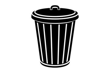 garbage bin  silhouette vector illustration white background