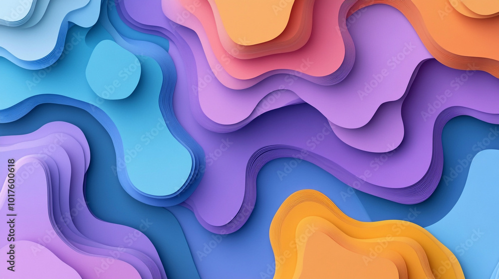 Poster vibrant layers of abstract colors in smooth waves. this artwork showcases a visual exploration of co
