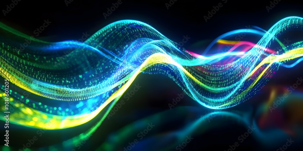 Wall mural abstract futuristic background with glowing neon moving high speed wave lines, generative ai