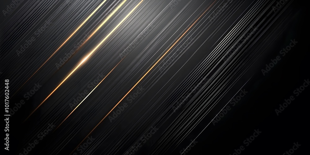 Poster black background with diagonal lines and light effects, simple design, dark gray color scheme, gener