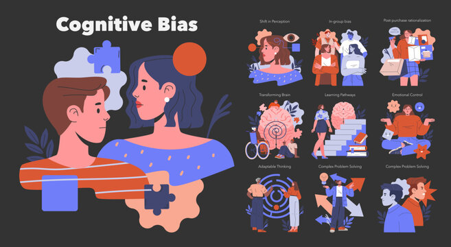 Cognitive Bias. Flat Vector Illustration