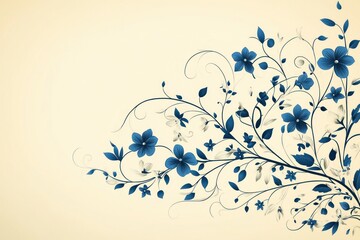 Blue Flowers on Cream Background