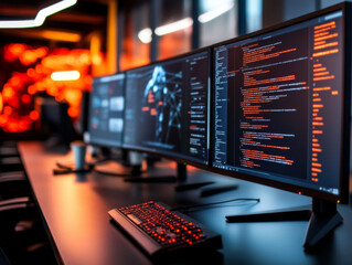 A cybersecurity awareness campaign poster in an office, encouraging employees to report suspicious activities and use strong passwords.