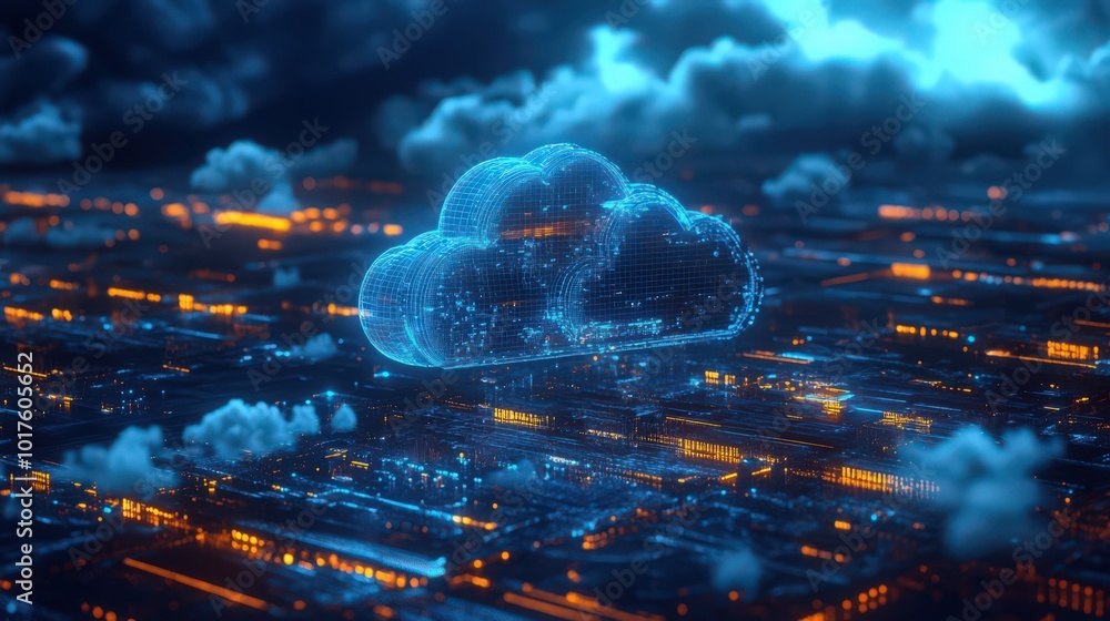 Poster digital technology and cloud computing work together to optimize data processing, providing engineer