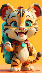 3d cute cartoon tiger school animal bag
