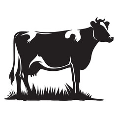 Cow black silhouette vector isolated on white background 