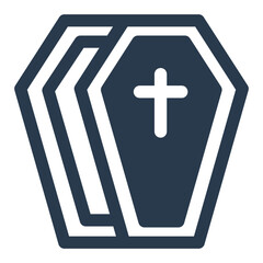 Obraz premium Traditional Wooden Coffin with Cross