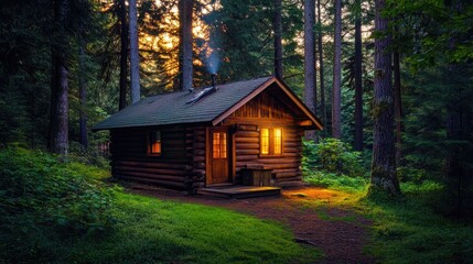 Cozy Log Cabin Amidst Lush Green Forest