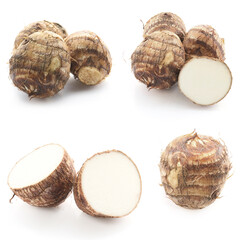 fresh taro root vegetable isolated on a white background