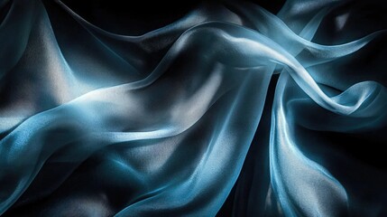 Fototapeta premium Elegant Blue Fabric Flowing in Soft Light