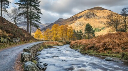 Serene Autumn Landscape with Flowing River