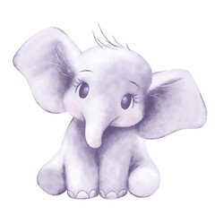 a portrait if cute baby elephant sitting gesture illustration