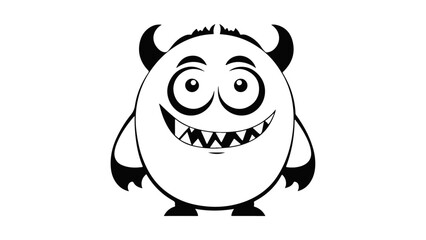 very simple outline shape of a scary monster smiling