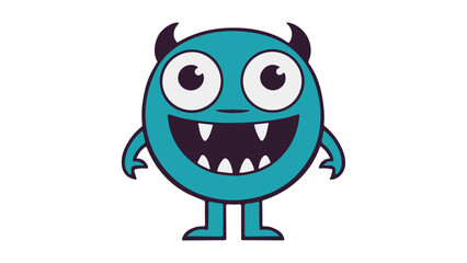funny blue cartoon monster smiling