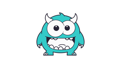 blue happy monster smiling simple shape