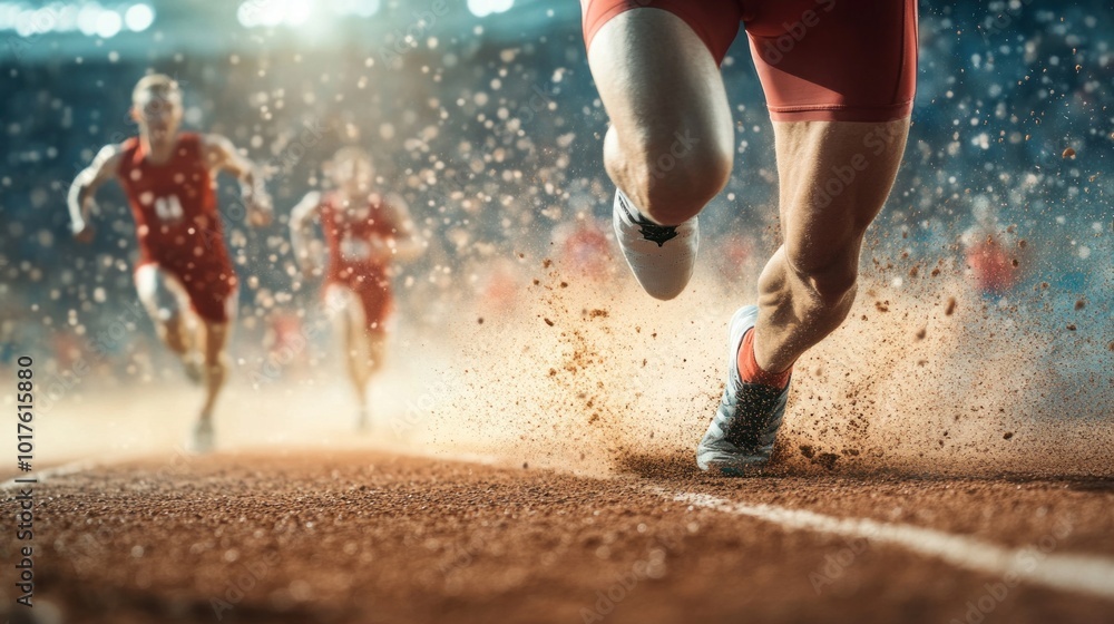Poster capturing the essence of speed dynamic running action on the track
