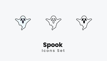 Spook  Icons thin line and glyph vector icon stock illustration