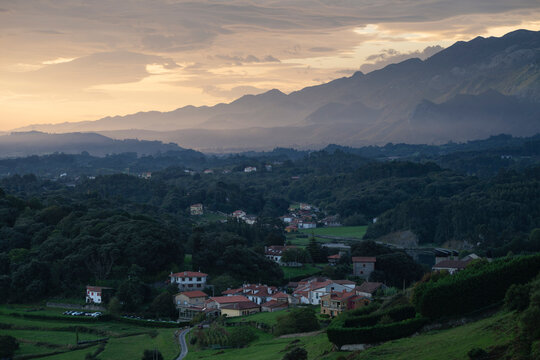 Coastal mountain landscape near Celorio, Asturias, Spain