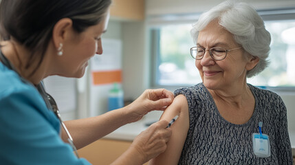 Obraz premium doctor_giving_vaccine_to_elderly_woman