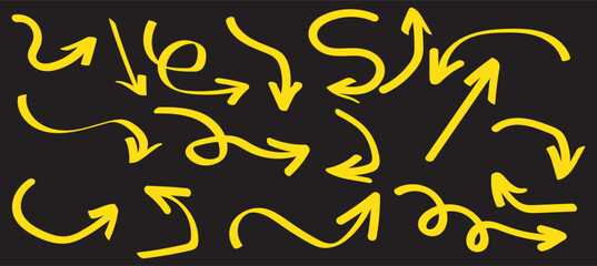 Set of Hand drawn vector arrows doodle on white background .design element vector illustration.