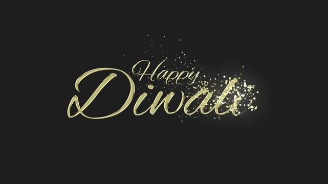 Happy Diwali gold particles text animation on black and grey background Gold text lettering animation for wishing and celebrating happy diwali to your loved ones this October