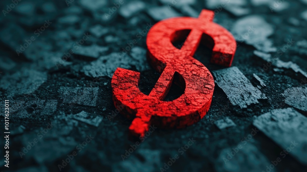 Poster digital depicting a shrinking dollar sign with a downward pointing arrow symbolizing the decline in 
