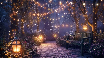 Obraz premium Whimsical New Year's Eve Outdoor Scene with a Decorated Tree