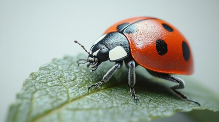 Naklejka premium Ladybug on a Leaf