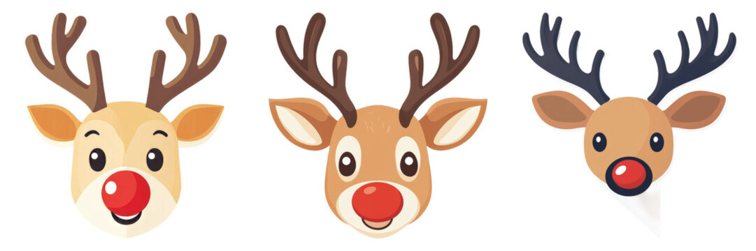 Christmas reindeer head with antlers isolated on transparent background graphic PNG for holiday designs or Christmas illustrations
