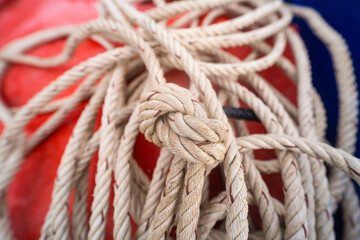 Close-Up of Knotted Marine Rope