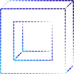 Geometric dashed line shape and icon element for tech, digital, cyber, web