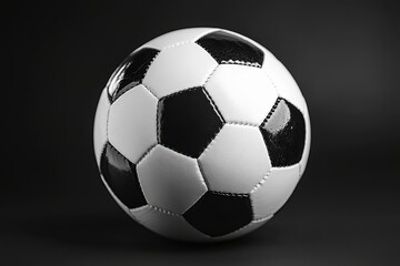 Naklejka premium Detailed black and white soccer ball image