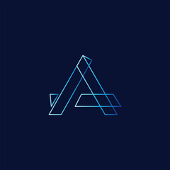 blue a letter star logo