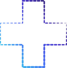 Geometric dashed line shape and icon element for tech, digital, cyber, web