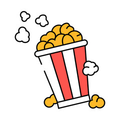 bucket popcorn striped box line icon vector. bucket popcorn striped box sign. isolated symbol illustration