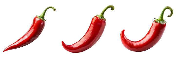 Red chili pepper isolated on transparent background food PNG for spice designs or hot sauce illustrations
