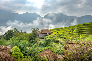 The beautiful scenery like heaven of Nam Hong village, Ha Giang province, Vietnam. Feeling peaceful, relaxed and full of life.