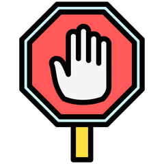 Obraz premium Do Not Enter lineal multi color icon, use for UI, UX, app and web development, digital or print. for industry, education, construction, transportation, traffic management theme.