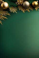 Realistic green Christmas background with beautiful ornaments