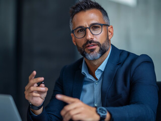 A consultant leading a digital transformation training session, explaining key strategies and best practices to business leaders.