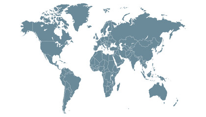 Fototapeta premium World map. Grey modern vector map. Silhouette map