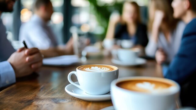 CEO and employees having a casual business discussion over coffee
