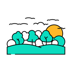 landscape sunset sun summer sunlight line icon vector. landscape sunset sun summer sunlight sign. isolated symbol illustration