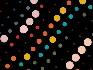 A cheerful and vibrant abstract background with a polka dot pattern in various colors.