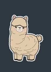 alpaca sticker on background. suitable for education for children