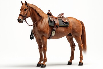 Obraz premium Brown Horse with Saddle and Bridle