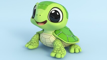 Fototapeta premium Cute Cartoon Turtle Character D Render