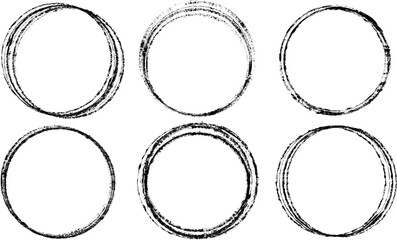 Set of vector circle border frames with rough edges . Circle frame template collection . distress texture . Grunge tiny frame borders isolated on the background . Rough edges effect . 